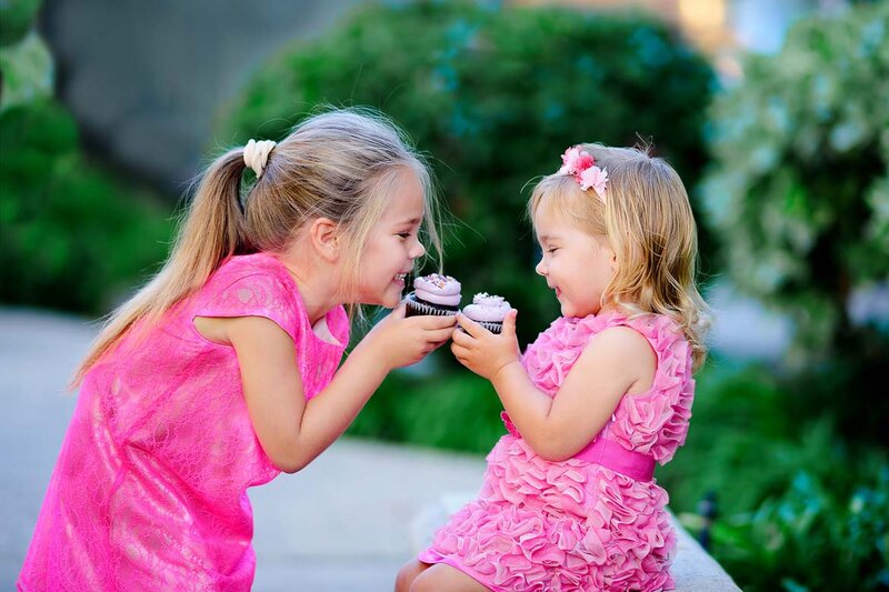 Two Girls with Cupcakes — Pink