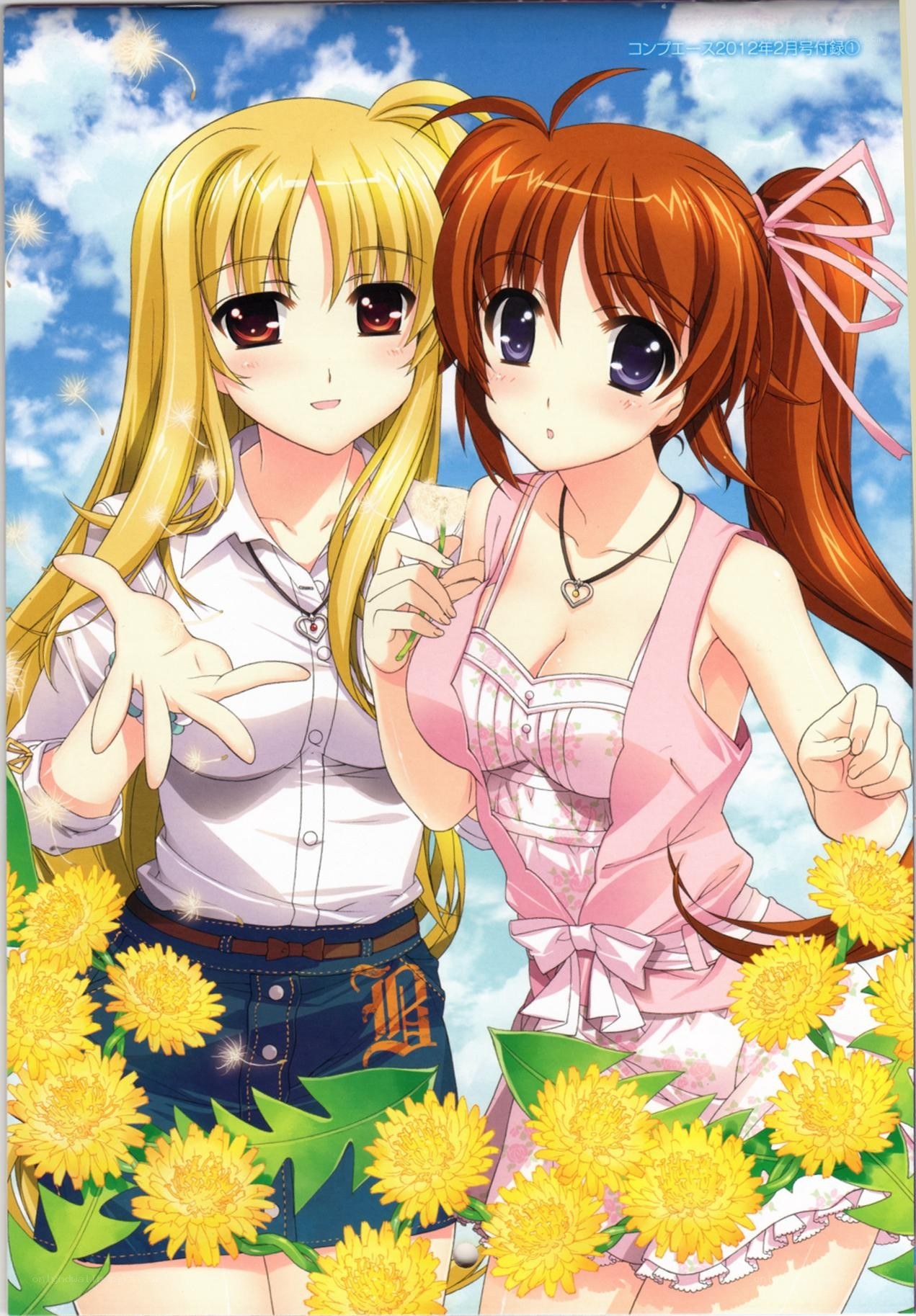 Two girls with dandelions