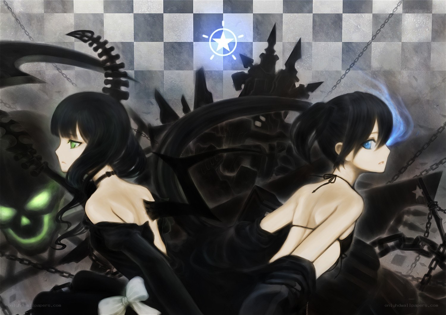 Two girls with dark weapons