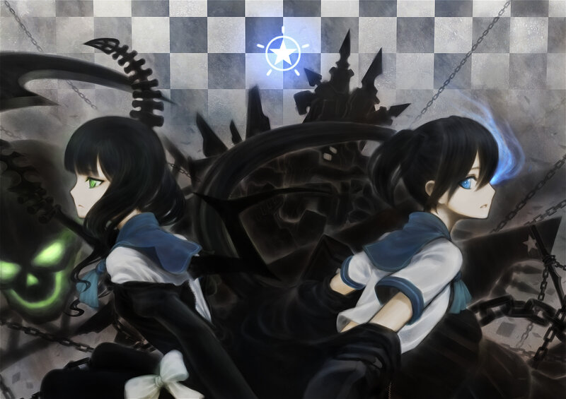Two girls with dark weapons