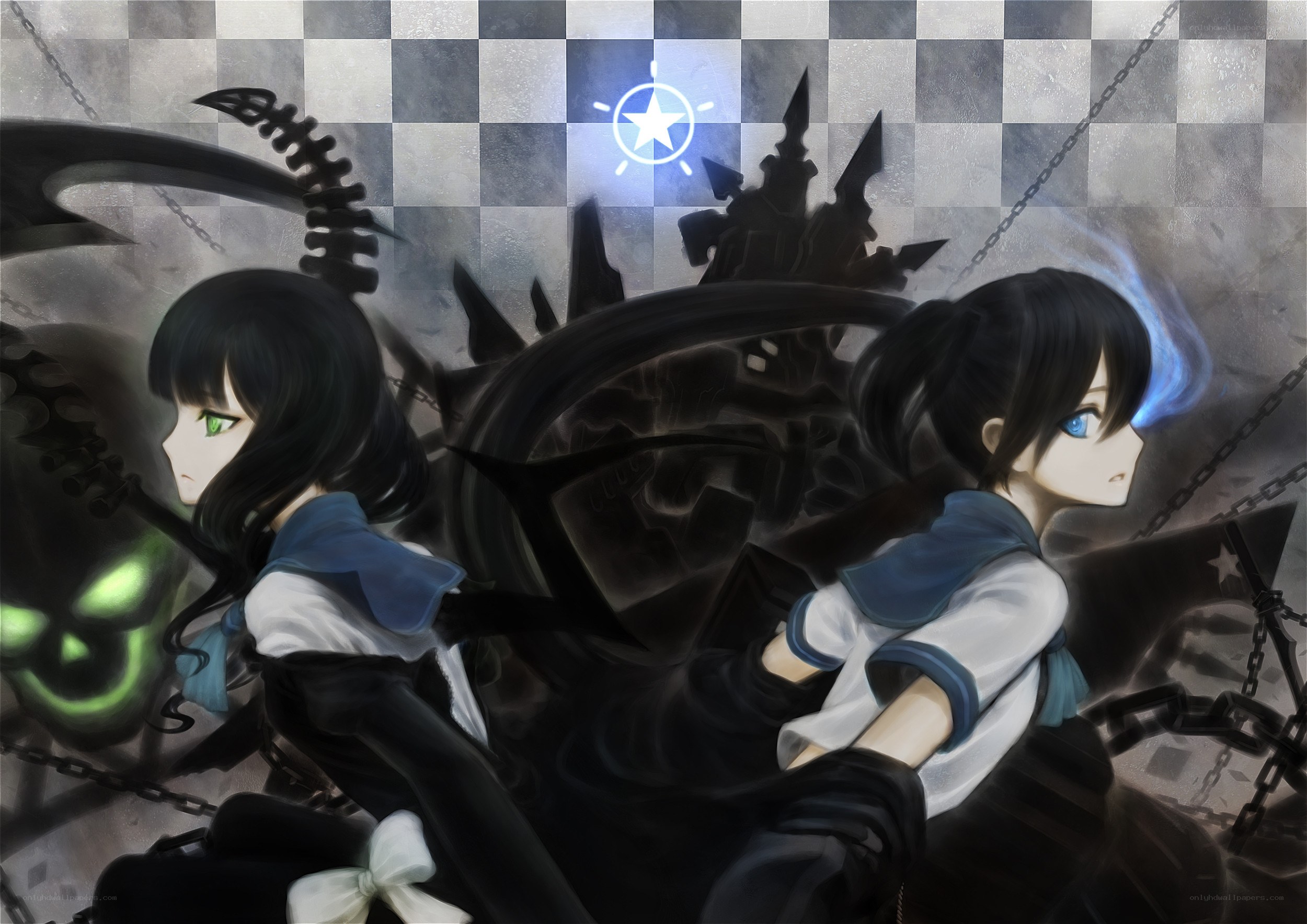 Two girls with dark weapons