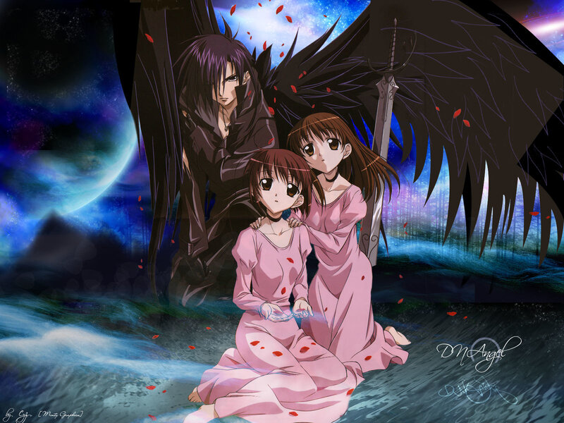 Two Girls with Dark-winged Figure