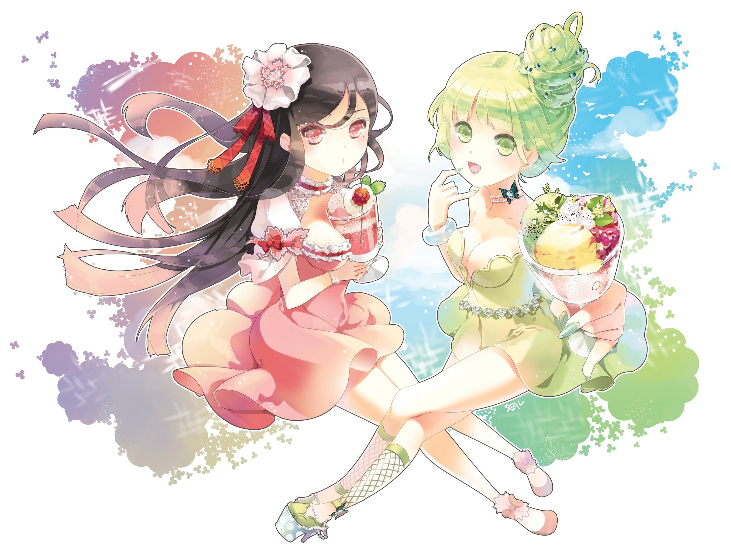 Two girls with desserts