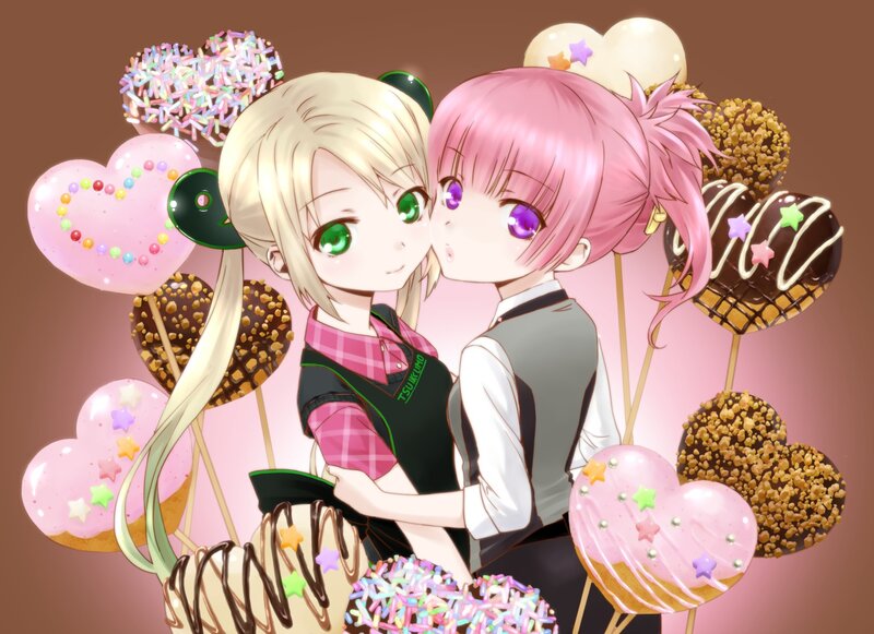 Two Girls with Desserts — Pink, Sweet
