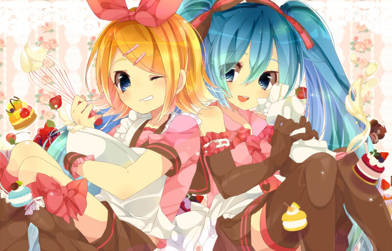 Two Girls with Desserts — Pink