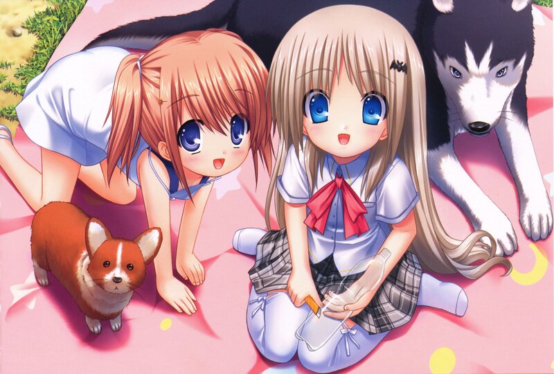 Two Girls with Dogs