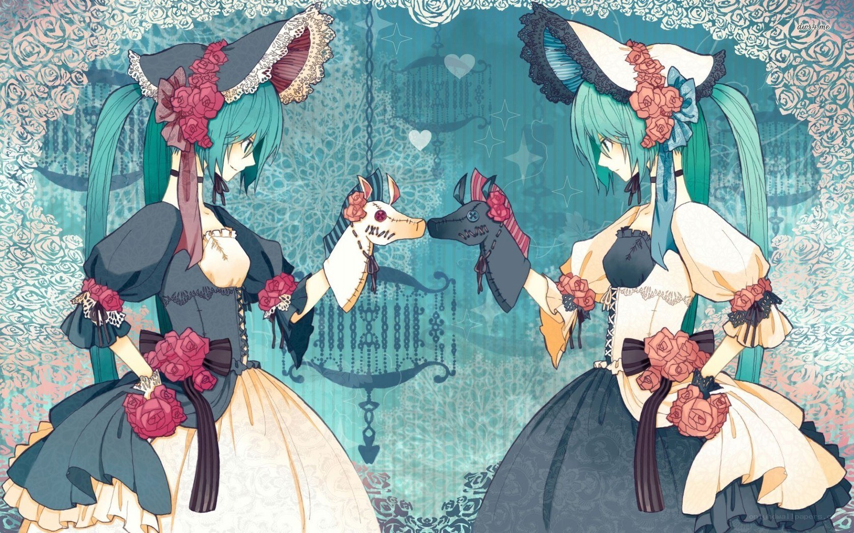 Two girls with dolls