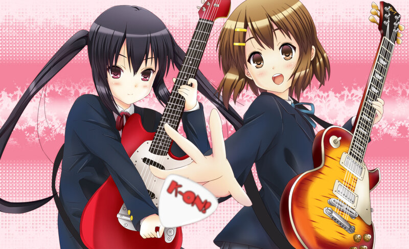 Two girls with electric guitars