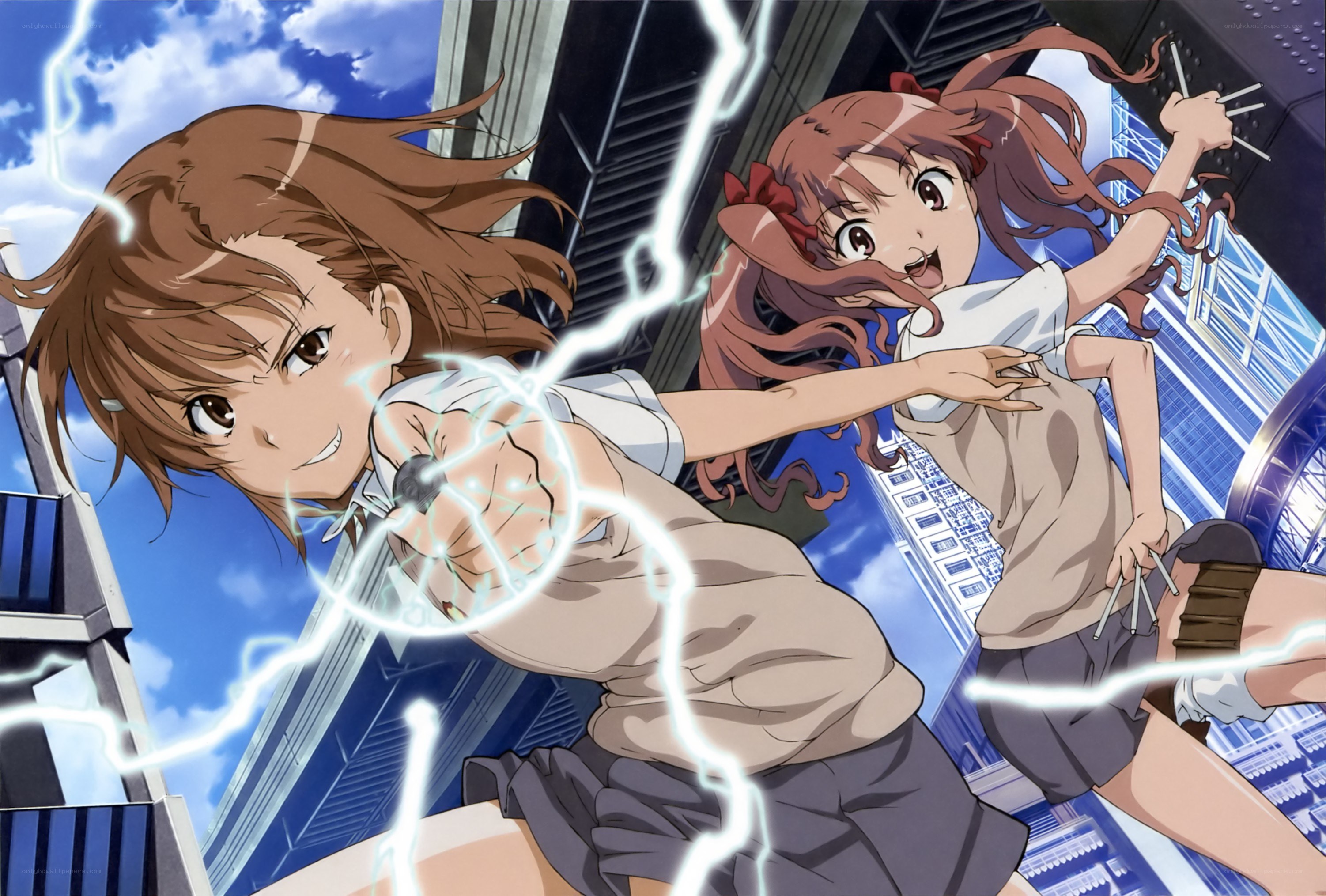 Two girls with electric powers