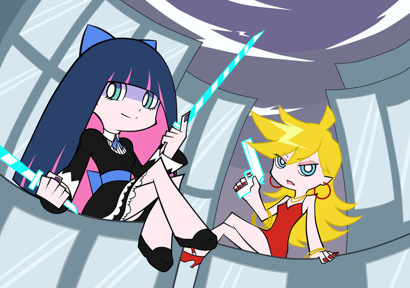 Two girls with energy swords
