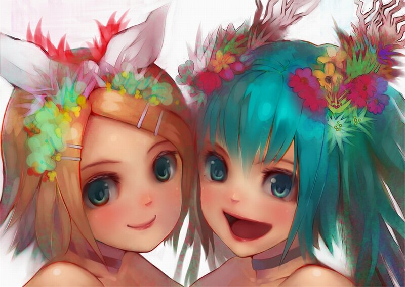 Two Girls with Flower Crowns