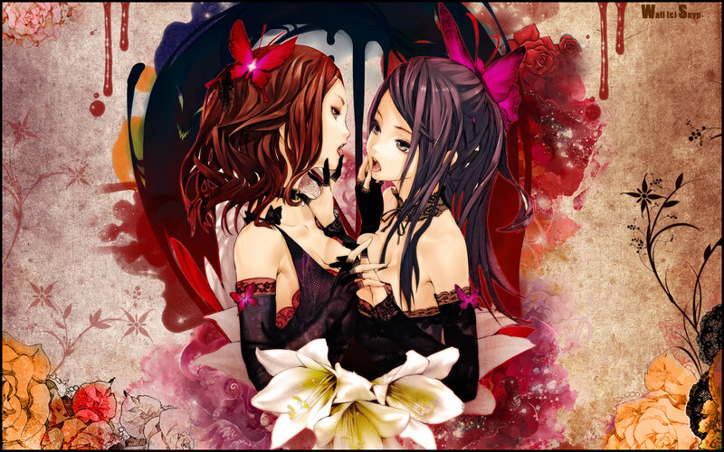 Two girls with flowers