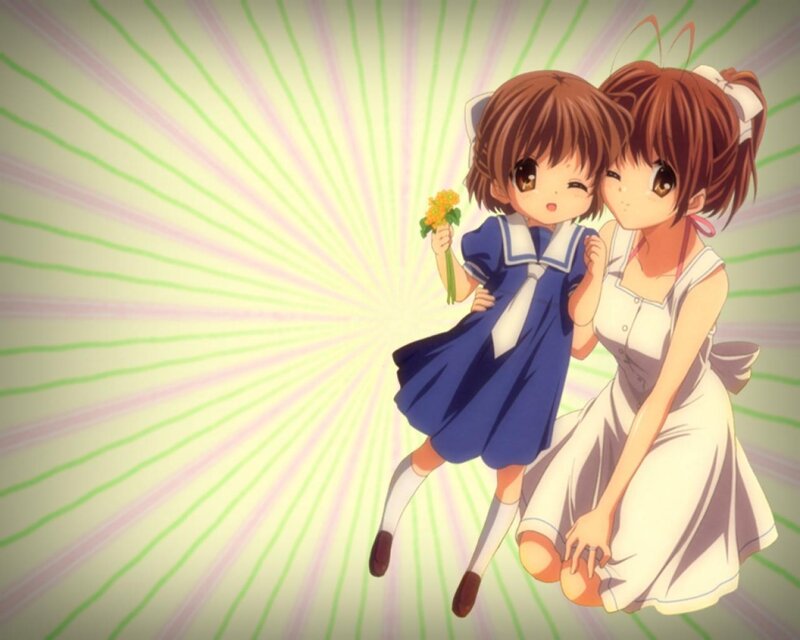Two girls with flowers