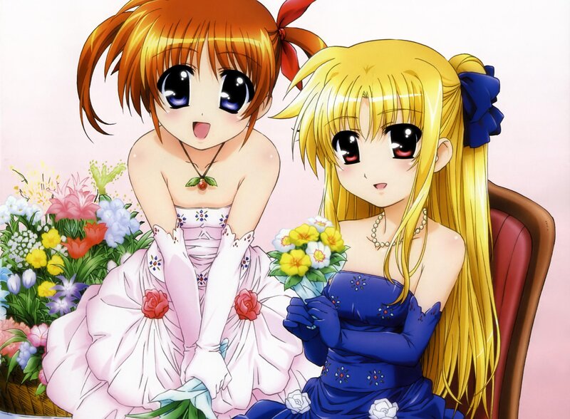 Two Girls with Flowers — Pink