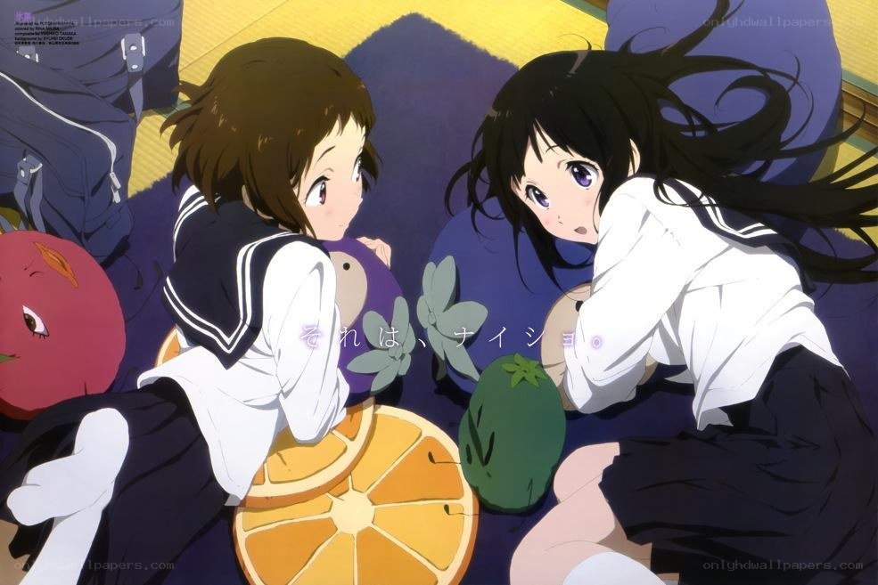 Two girls with fruit slices