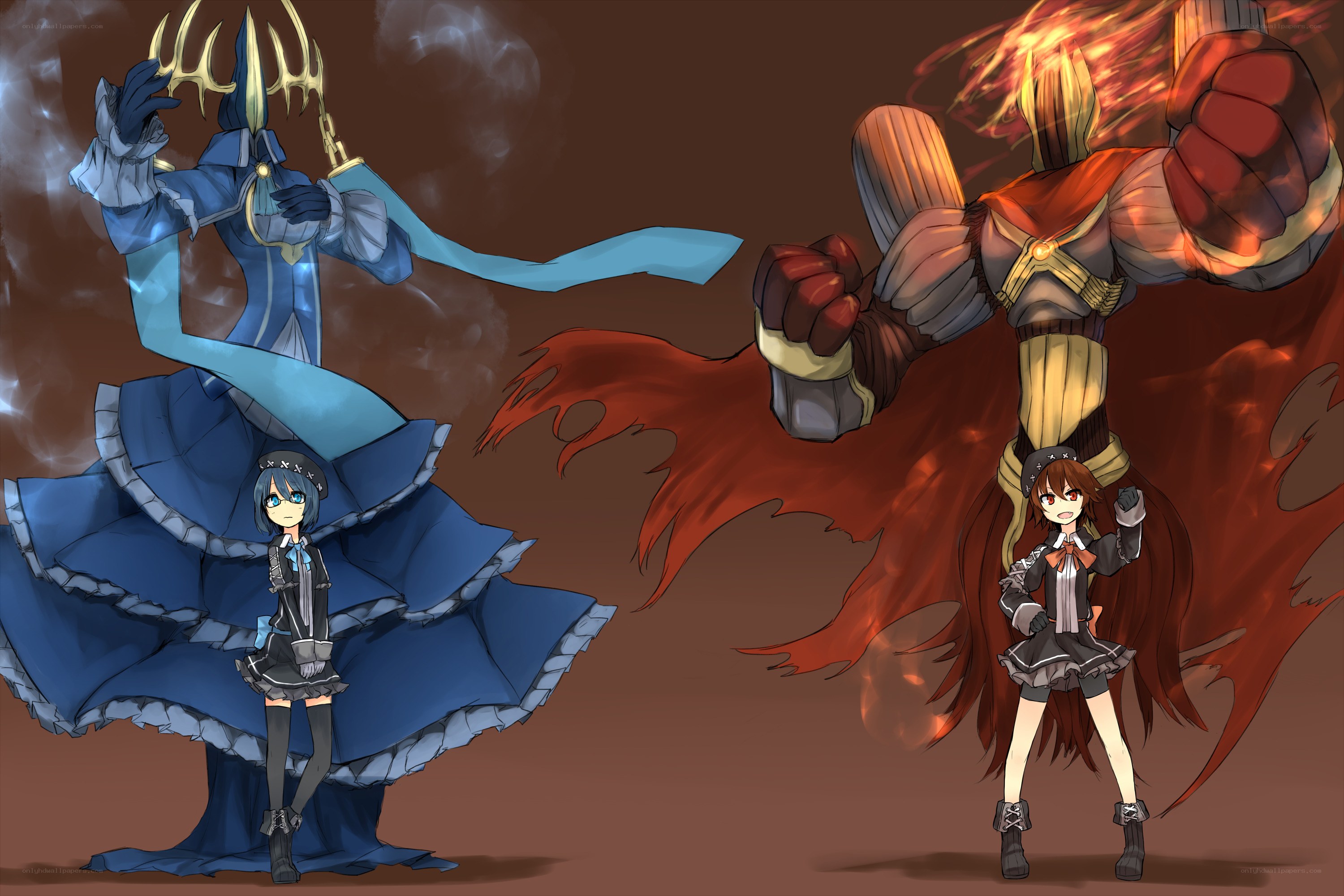 Two girls with giant allies