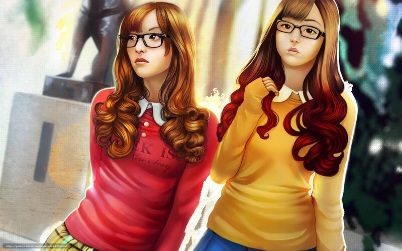 two girls with glasses