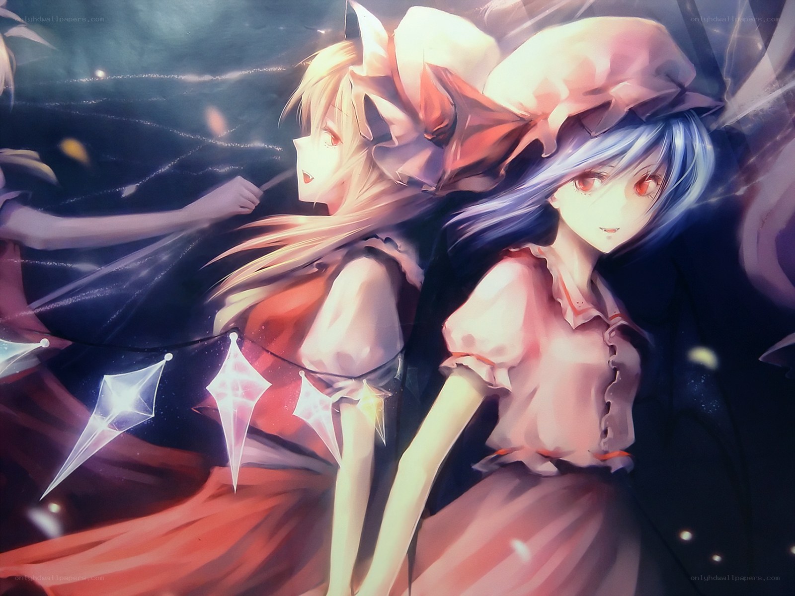 two girls with glowing crystals