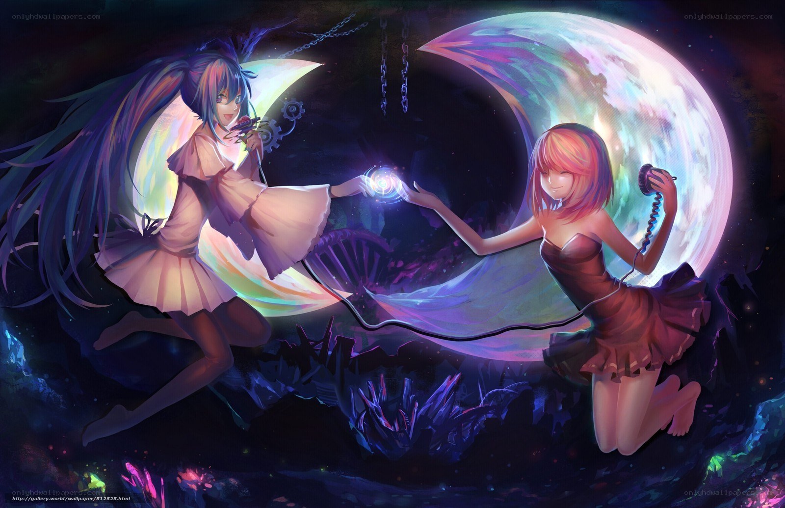Two girls with glowing orbs