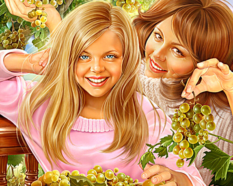 Two Girls with Grapes