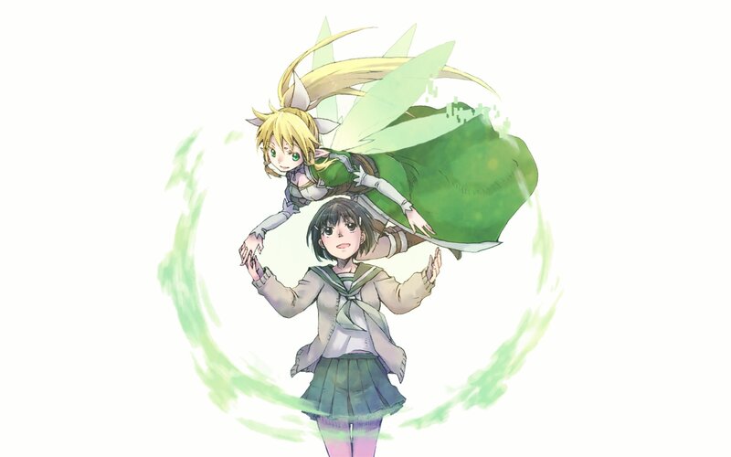 two girls with green energy