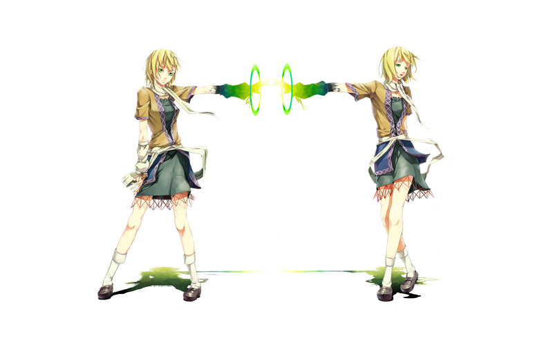 two girls with green energy
