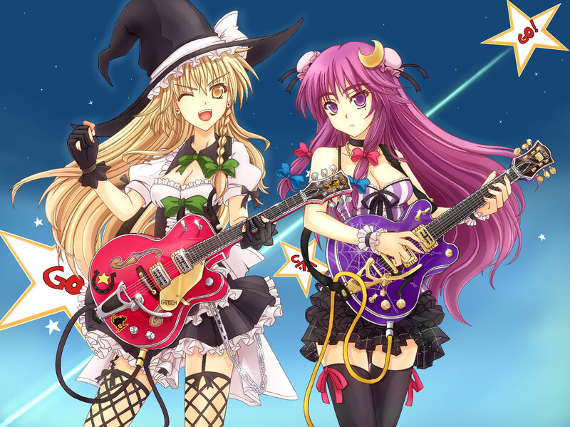 Two Girls with Guitars — Purple, Energetic