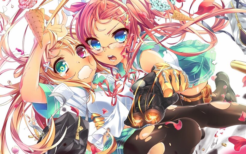 Two girls with guns and ice cream