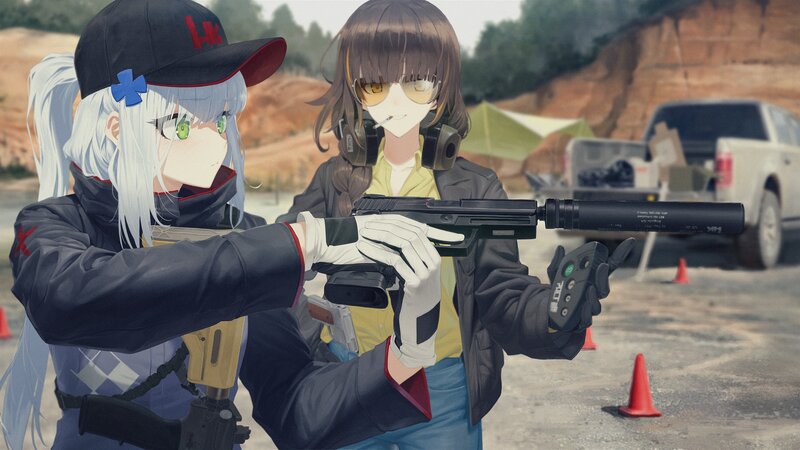 Two Girls with Guns — Gray, Focused