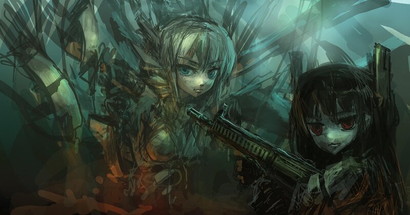 Two Girls with Guns — Green, Dramatic