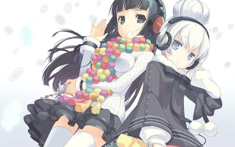 Two girls with headphones