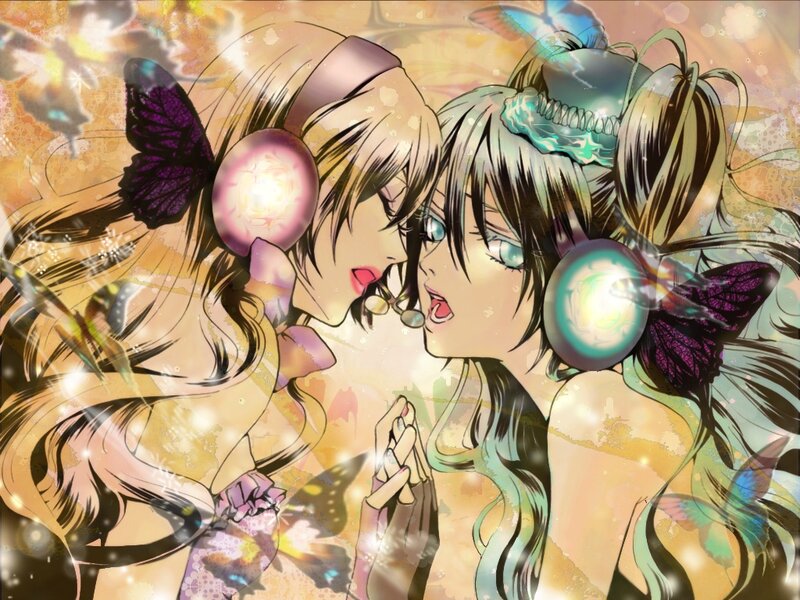 two girls with headphones