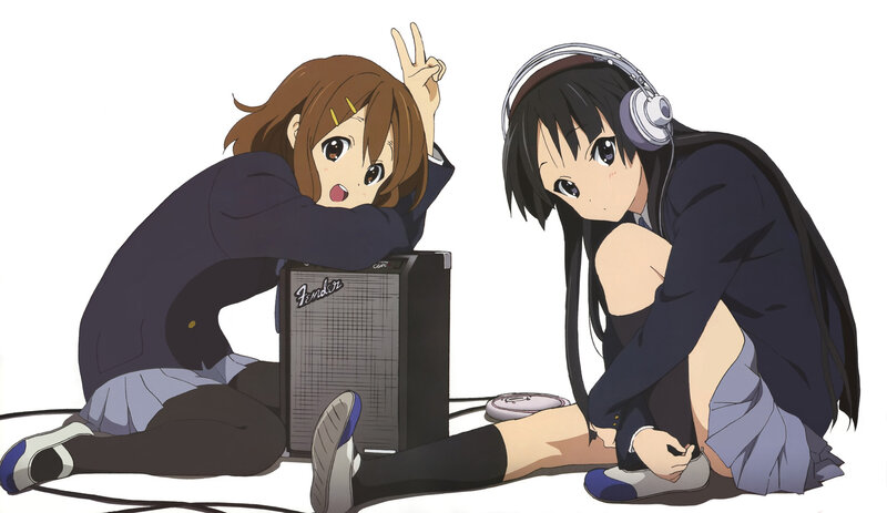 Two girls with headphones and amp