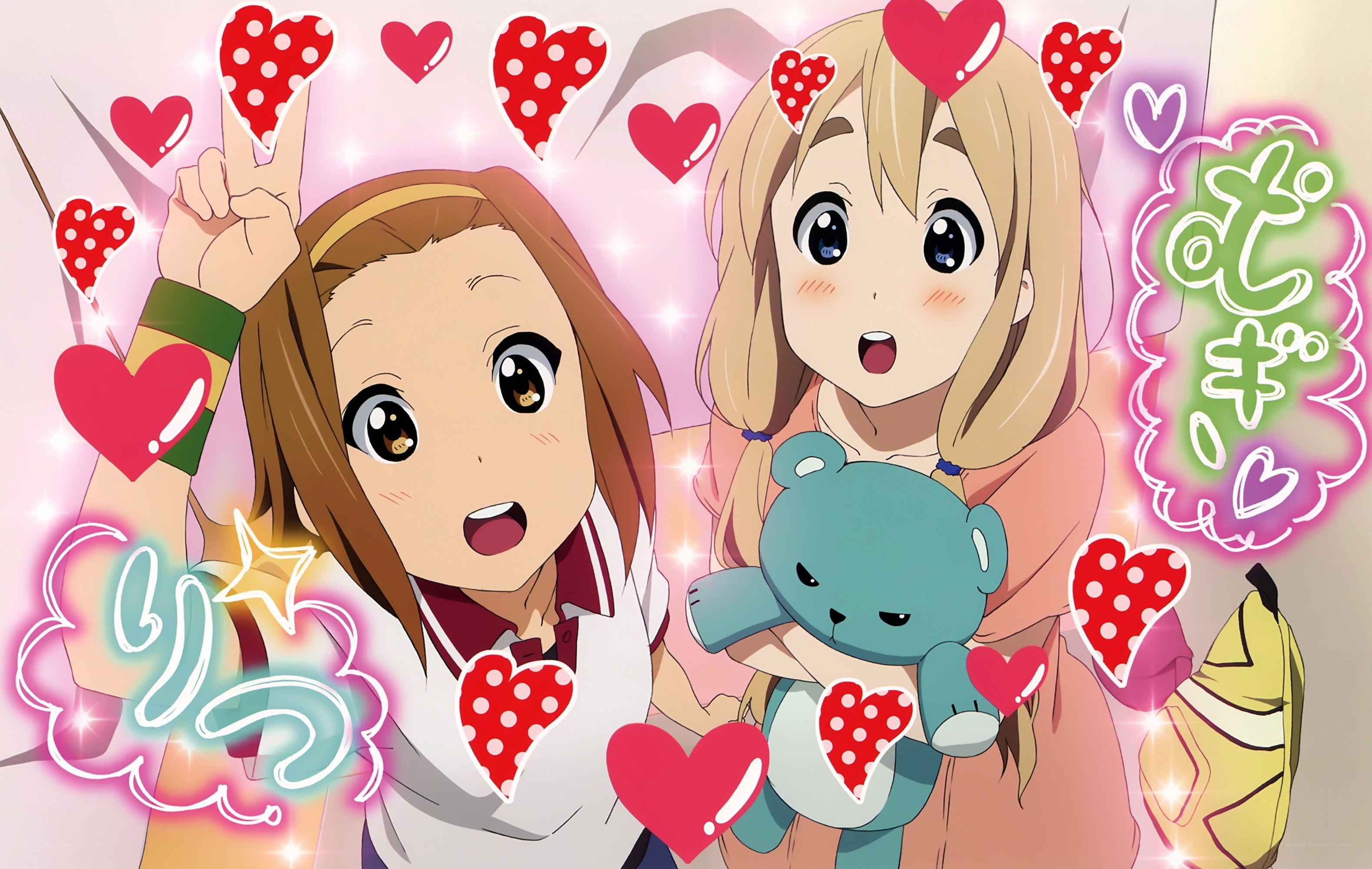 Two girls with hearts