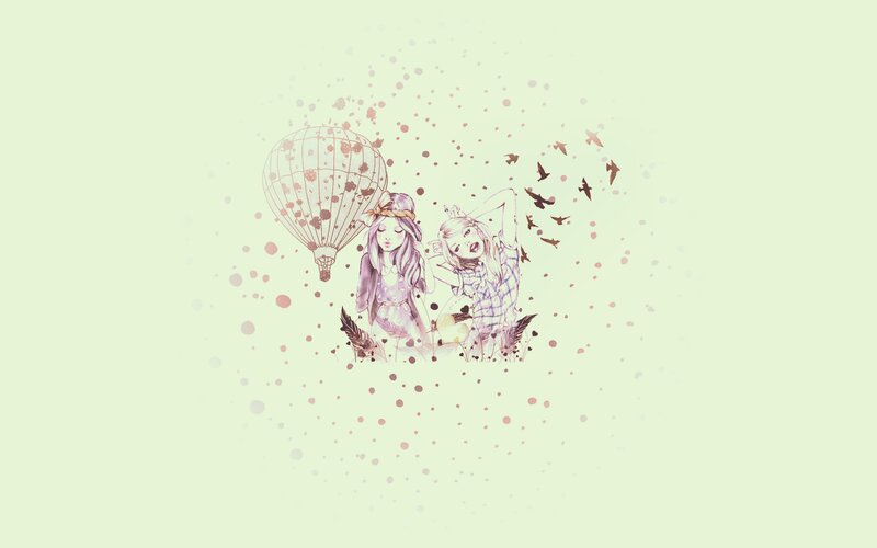 Two Girls with Hot Air Balloon