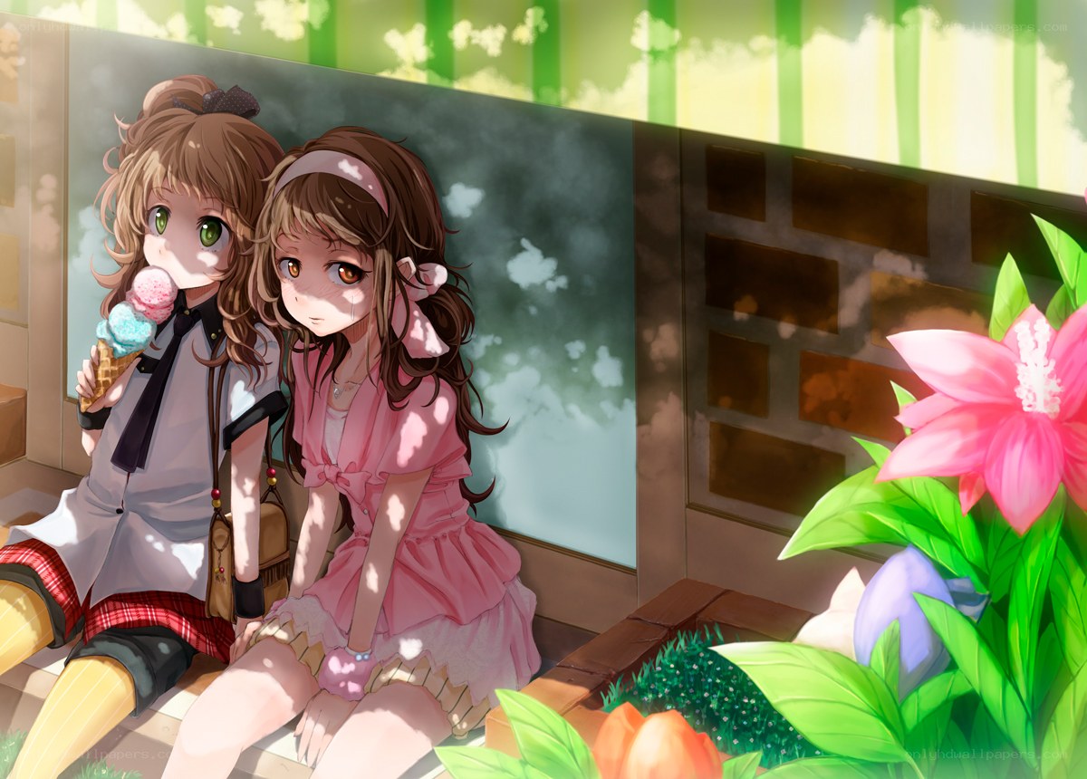 Two girls with ice cream