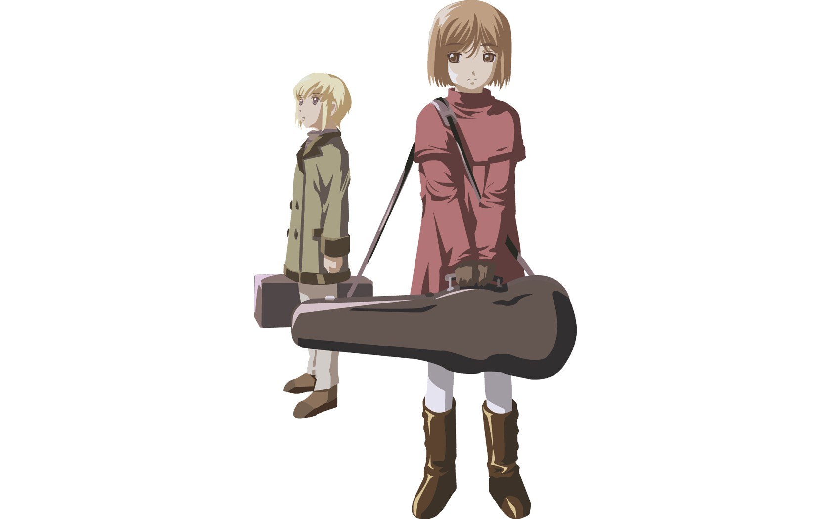 two girls with instrument cases