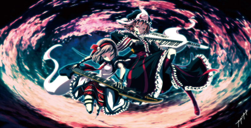 Two Girls with Instruments — Black, Dramatic