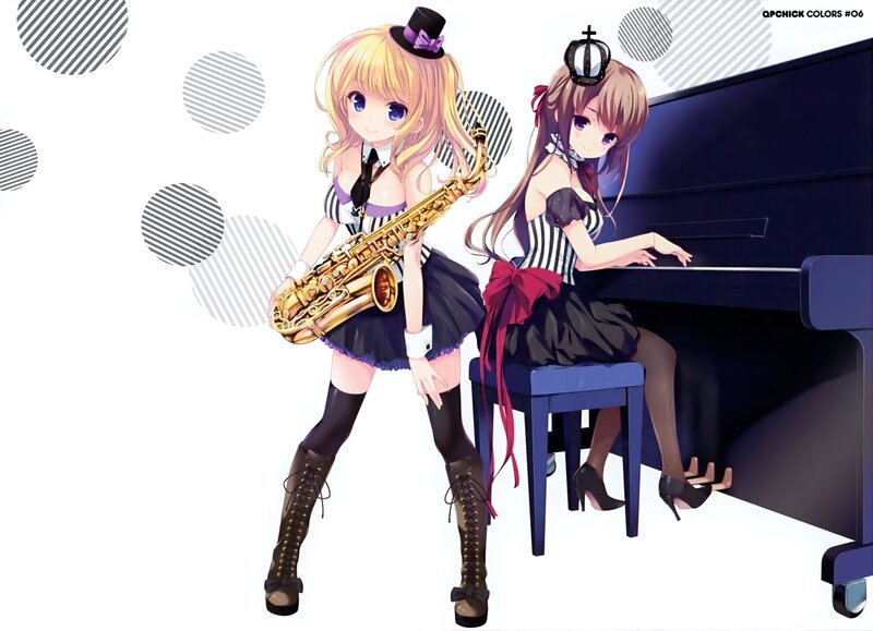 Two Girls with Instruments — Black