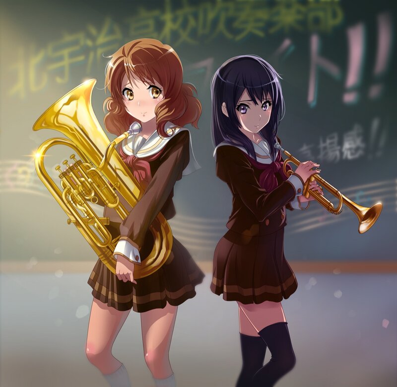 Two Girls with Instruments — Brown, Confident