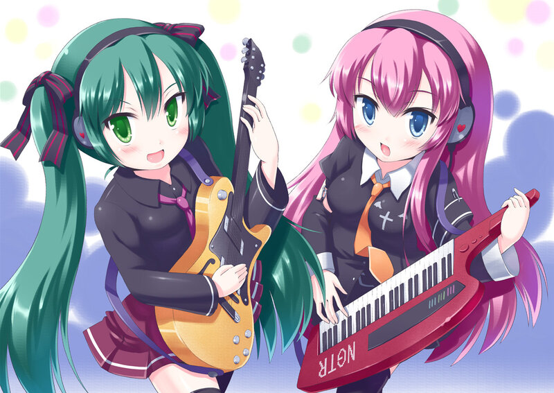 Two Girls with Instruments — Green