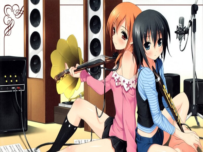 Two Girls with Instruments — Pink, Calm, Anime