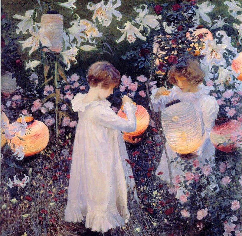 Two Girls with Lanterns