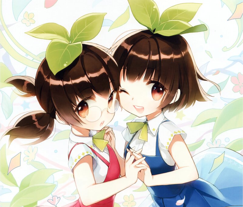 Two Girls with Leaves