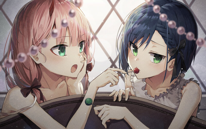 Two Girls with Lollipops — Pink