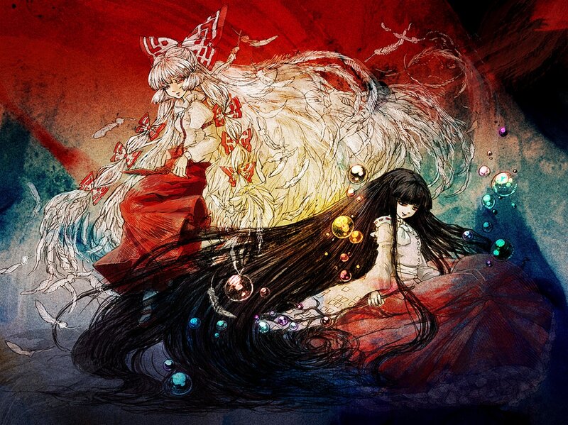 Two Girls with Long Hair — Red