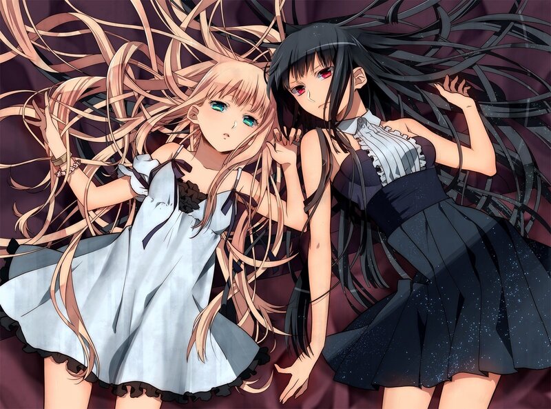 Two girls with long hair