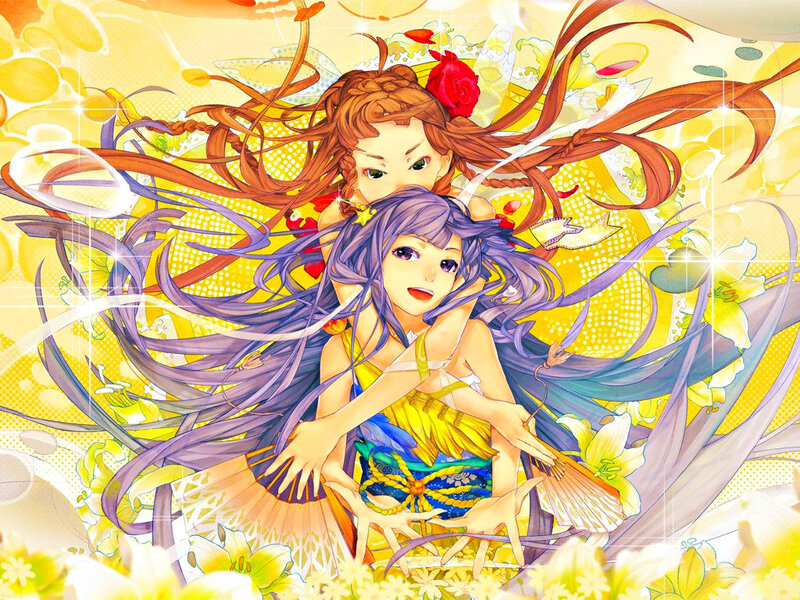Two Girls with Long Hair — Yellow