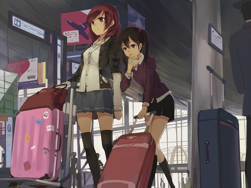 Two Girls with Luggage