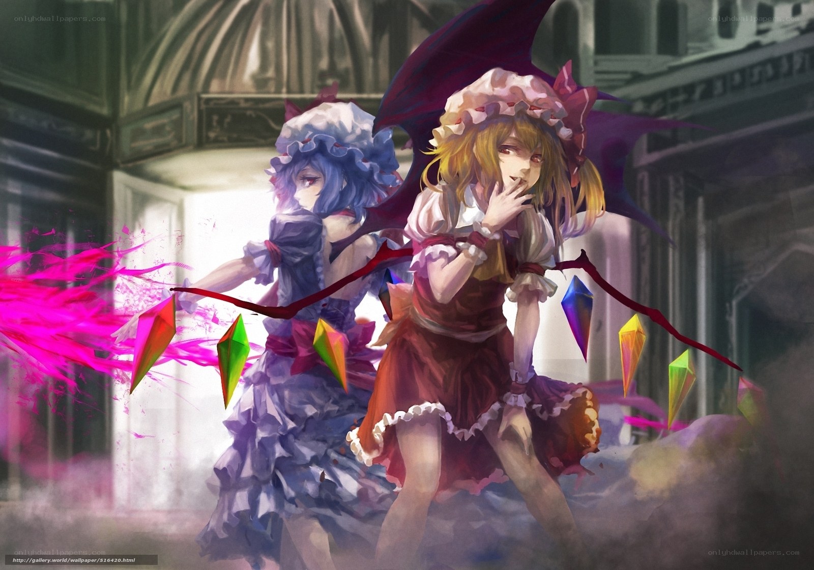 Two girls with magic crystals